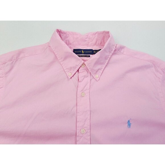 Ralph Lauren Feather Weight Twill Men 2XL Pink Button Down Embroidered Logo Pony - Picture 10 of 10
